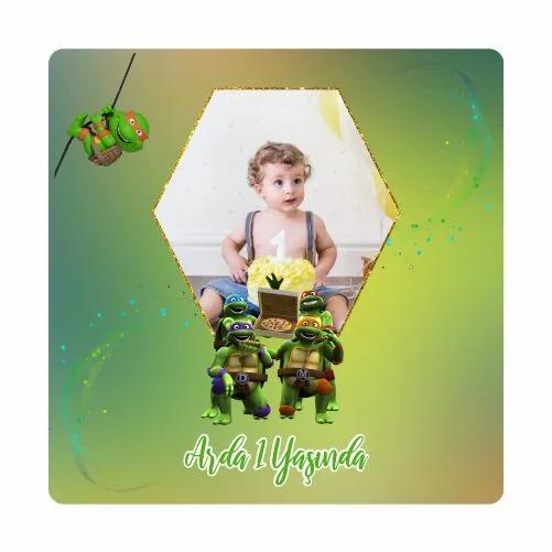 Ninja Kaplumbağalar Temalı Doğum Günü Magneti